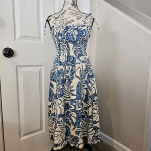 Fashion E&K Hawaiian Vintage Smocked Cotton Beach Dress One Size Fit Most